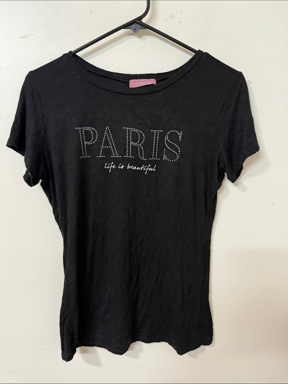 Black 'Paris' Graphic Tee - Life Is Beautiful Y2K